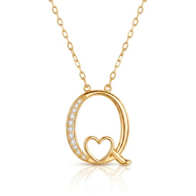 0.06 ct.tw. Alphabet Letters with Heart Pendant