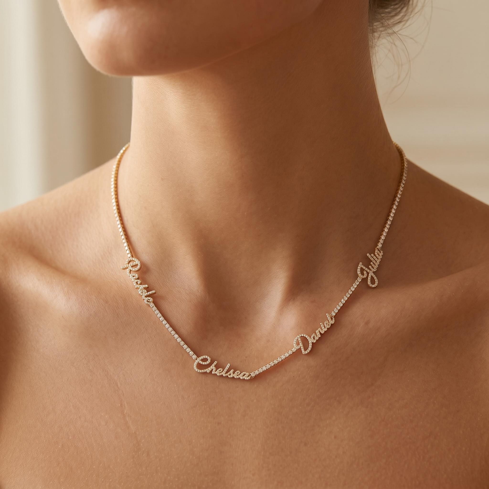 Personalized Custom Multi Name Tennis Chain