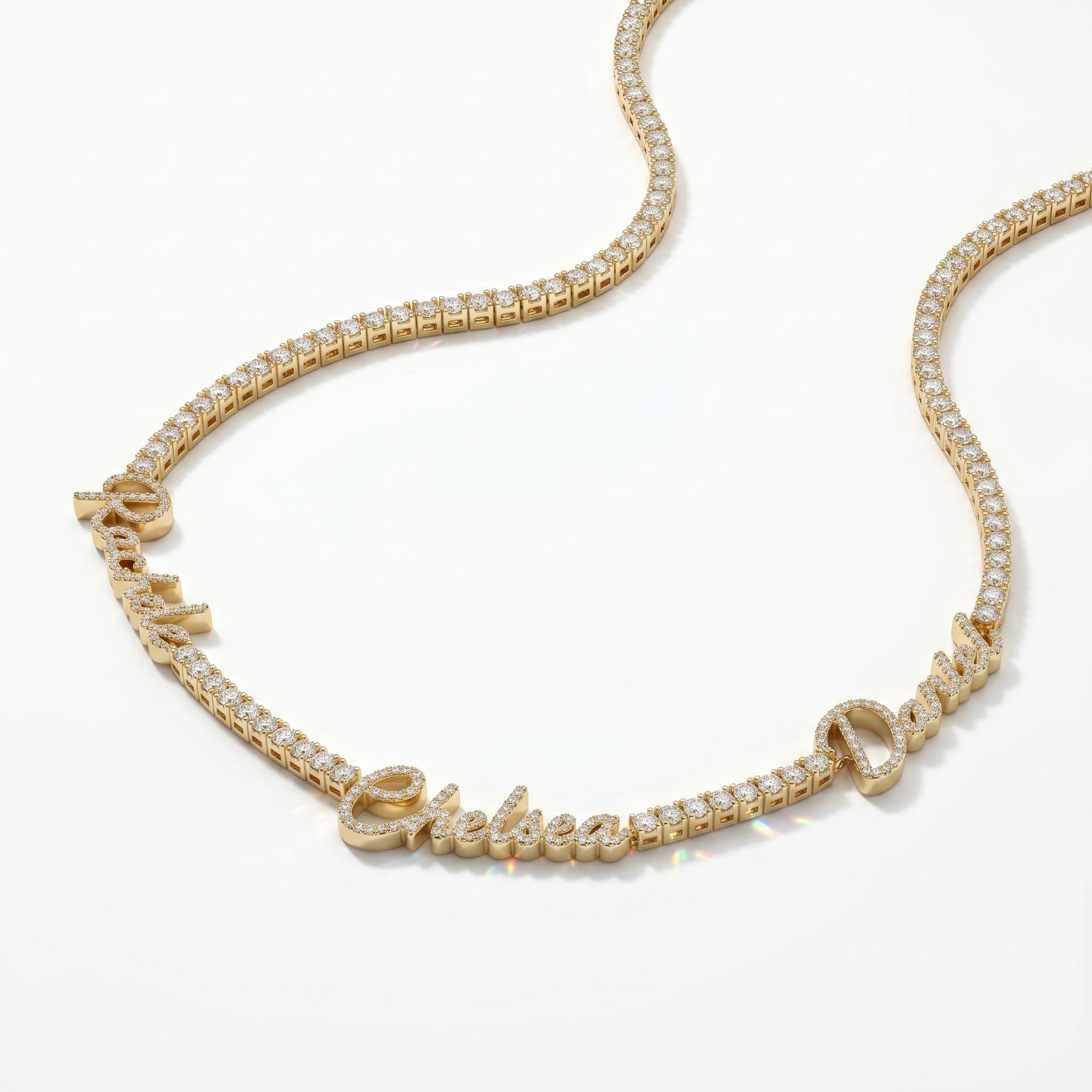 Personalized Custom Multi Name Tennis Chain