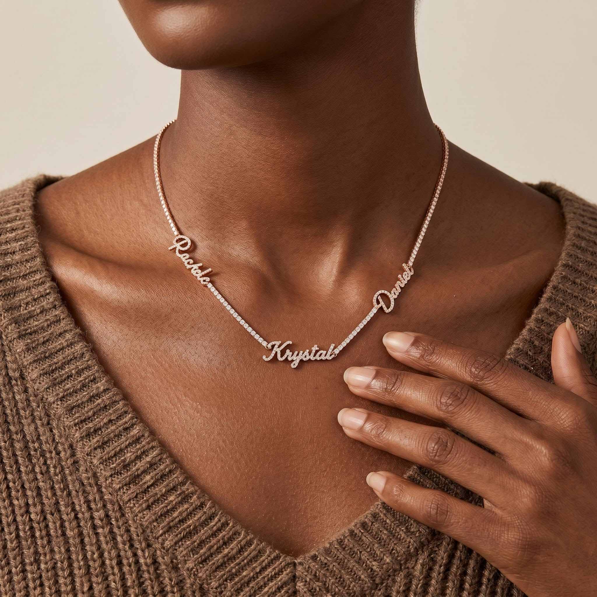 Personalized Custom Multi Name Tennis Chain