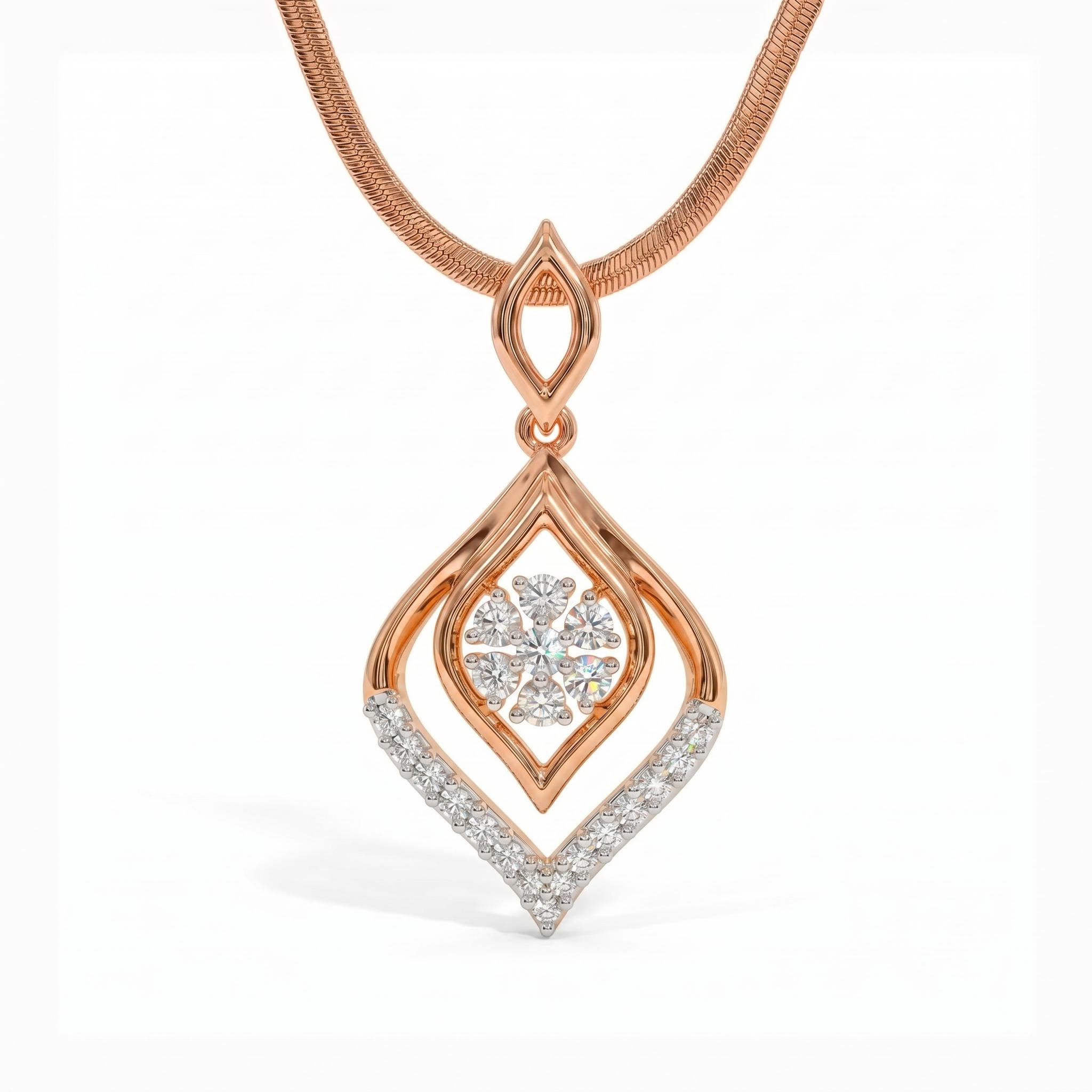 0.8 ct.tw. Hollow Teardrop Round Cut Pendant