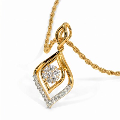 0.8 ct.tw. Hollow Teardrop Round Cut Pendant