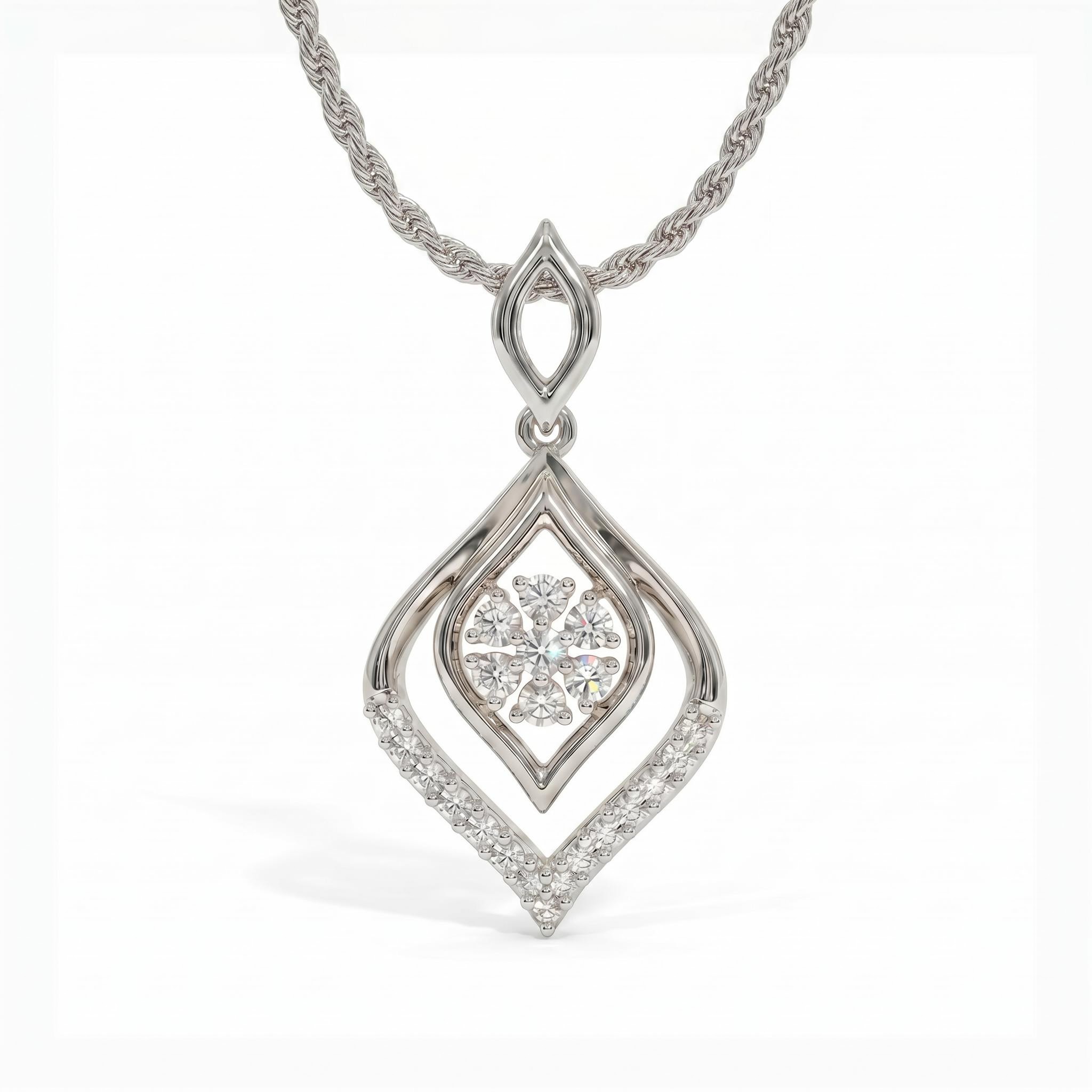 0.8 ct.tw. Hollow Teardrop Round Cut Pendant