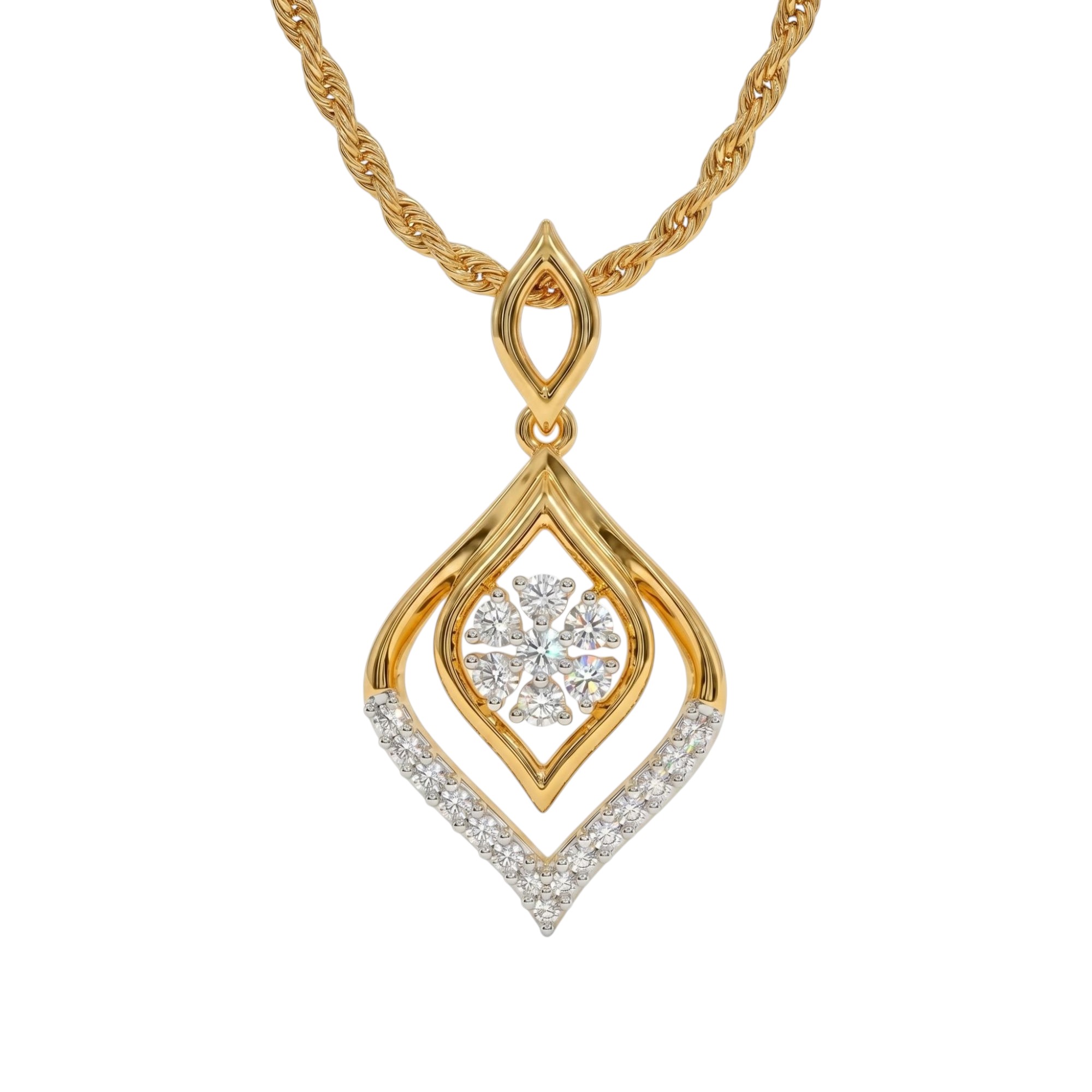 0.8 ct.tw. Hollow Teardrop Round Cut Pendant