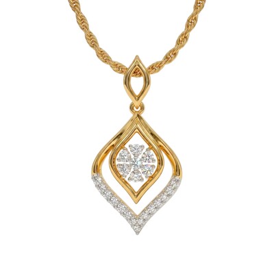 0.8 ct.tw. Hollow Teardrop Round Cut Pendant