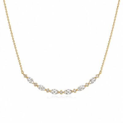 1.2 ct.tw. Smile Curved Marquise + Round Cut Necklace
