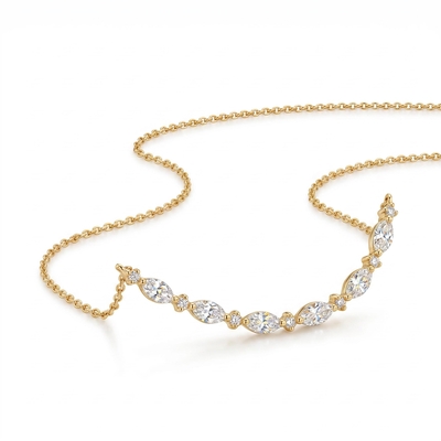 1.2 ct.tw. Smile Curved Marquise + Round Cut Necklace