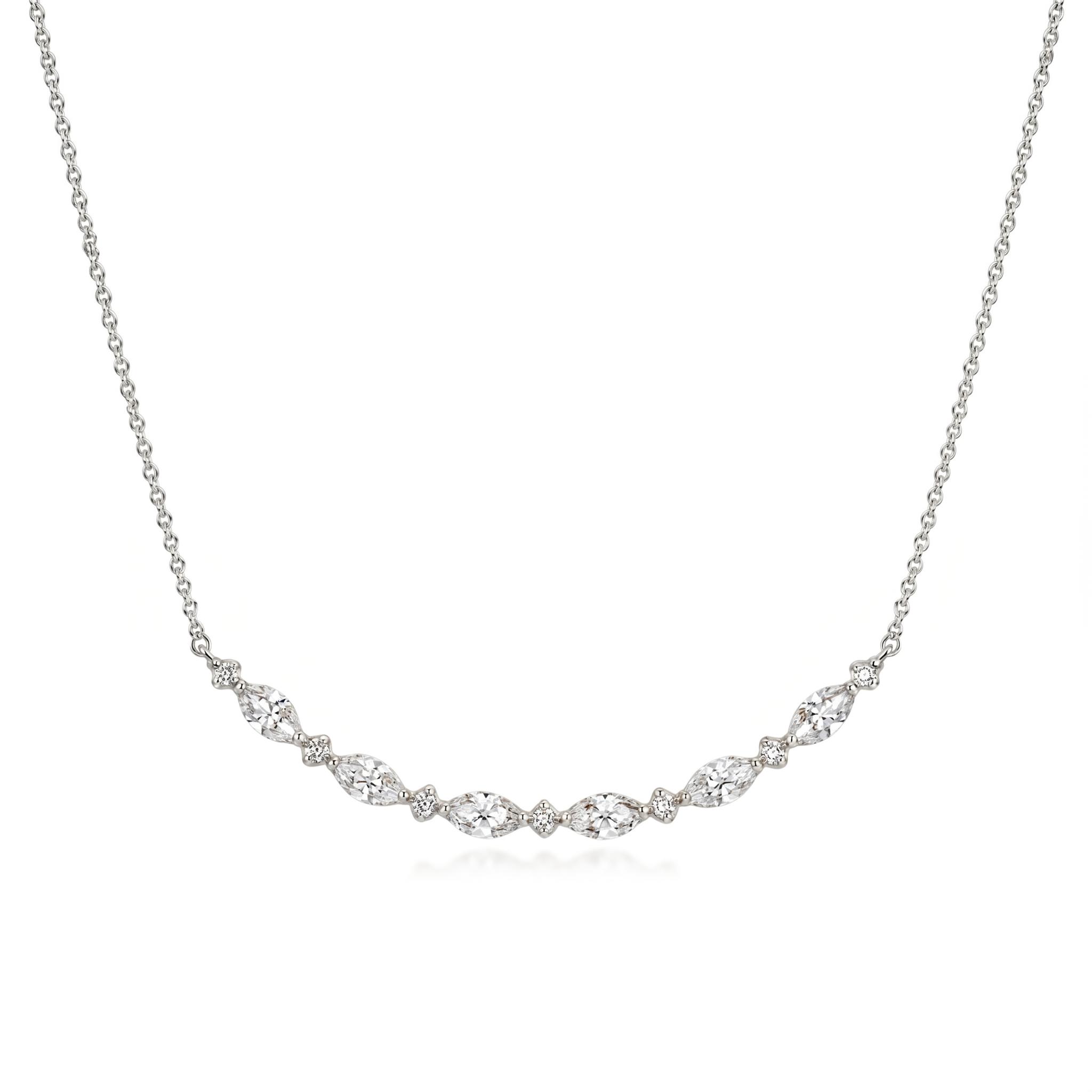 1.2 ct.tw. Smile Curved Marquise + Round Cut Necklace