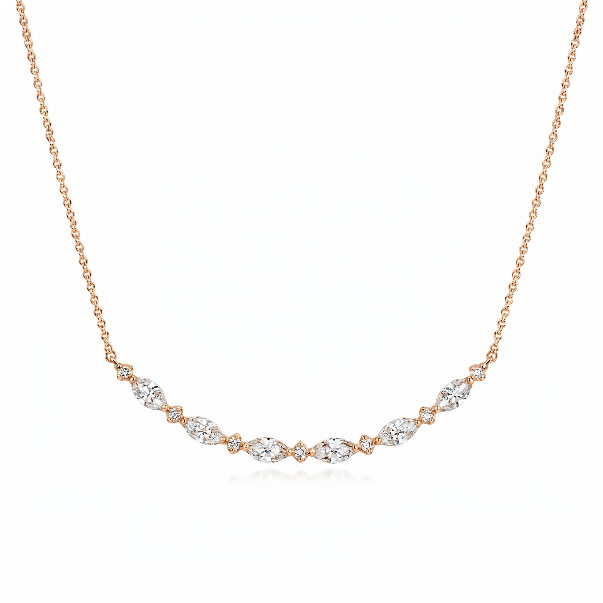 1.2 ct.tw. Smile Curved Marquise + Round Cut Necklace