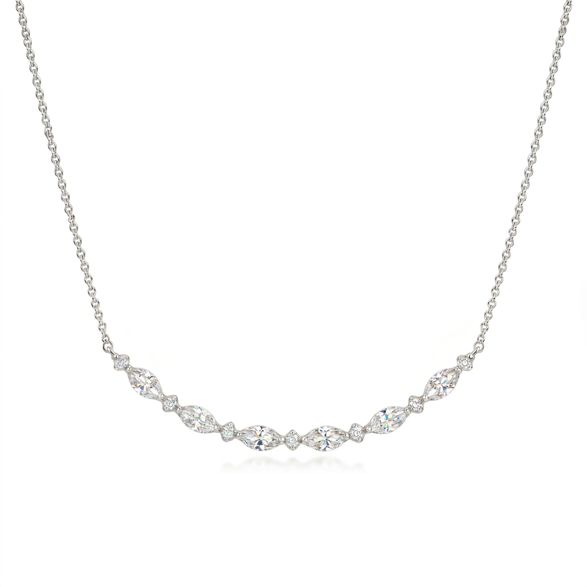 1.2 ct.tw. Smile Curved Marquise + Round Cut Necklace 1.2 ct.tw. Smile Curved Marquise + Round Cut Necklace