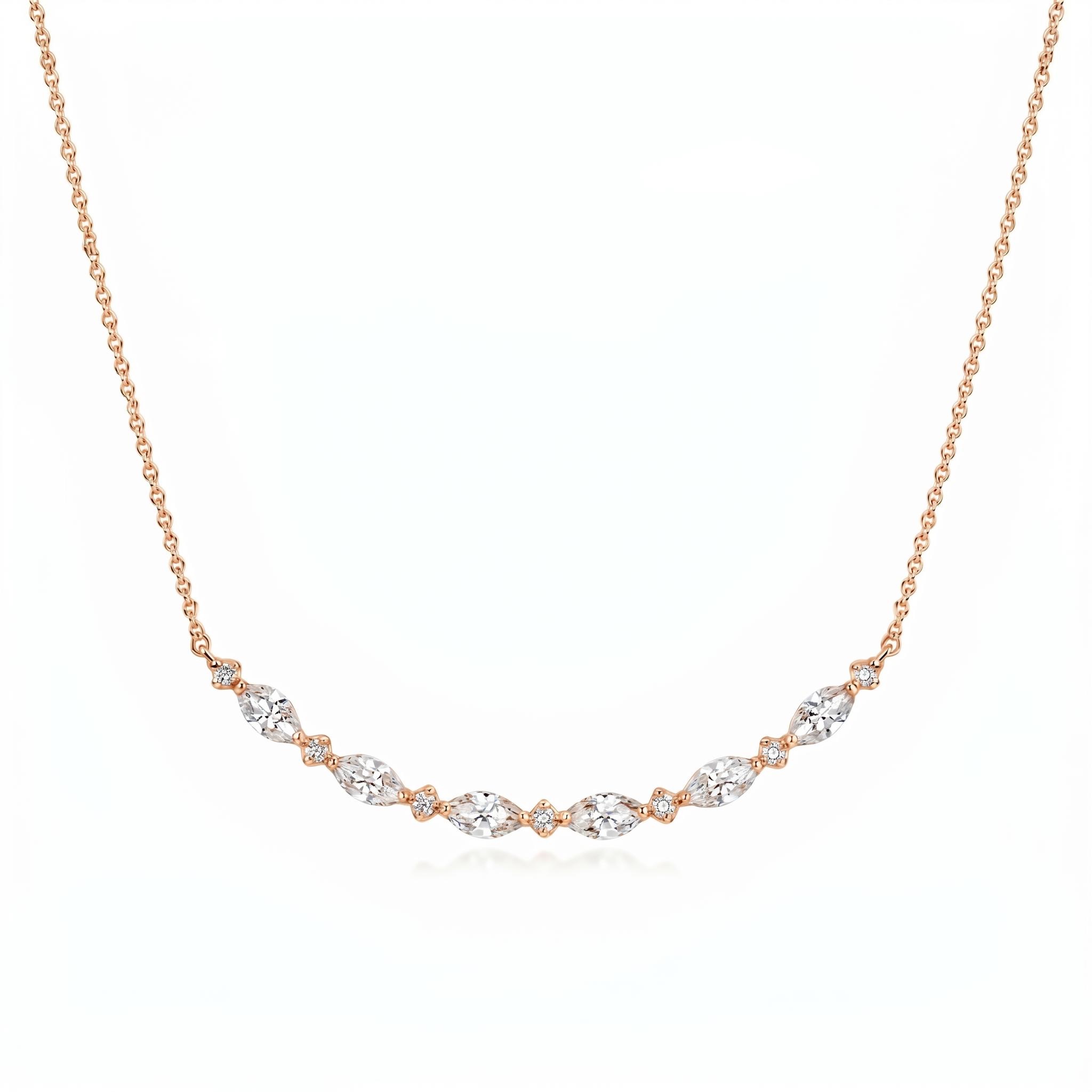 1.2 ct.tw. Smile Curved Marquise + Round Cut Necklace 1.2 ct.tw. Smile Curved Marquise + Round Cut Necklace