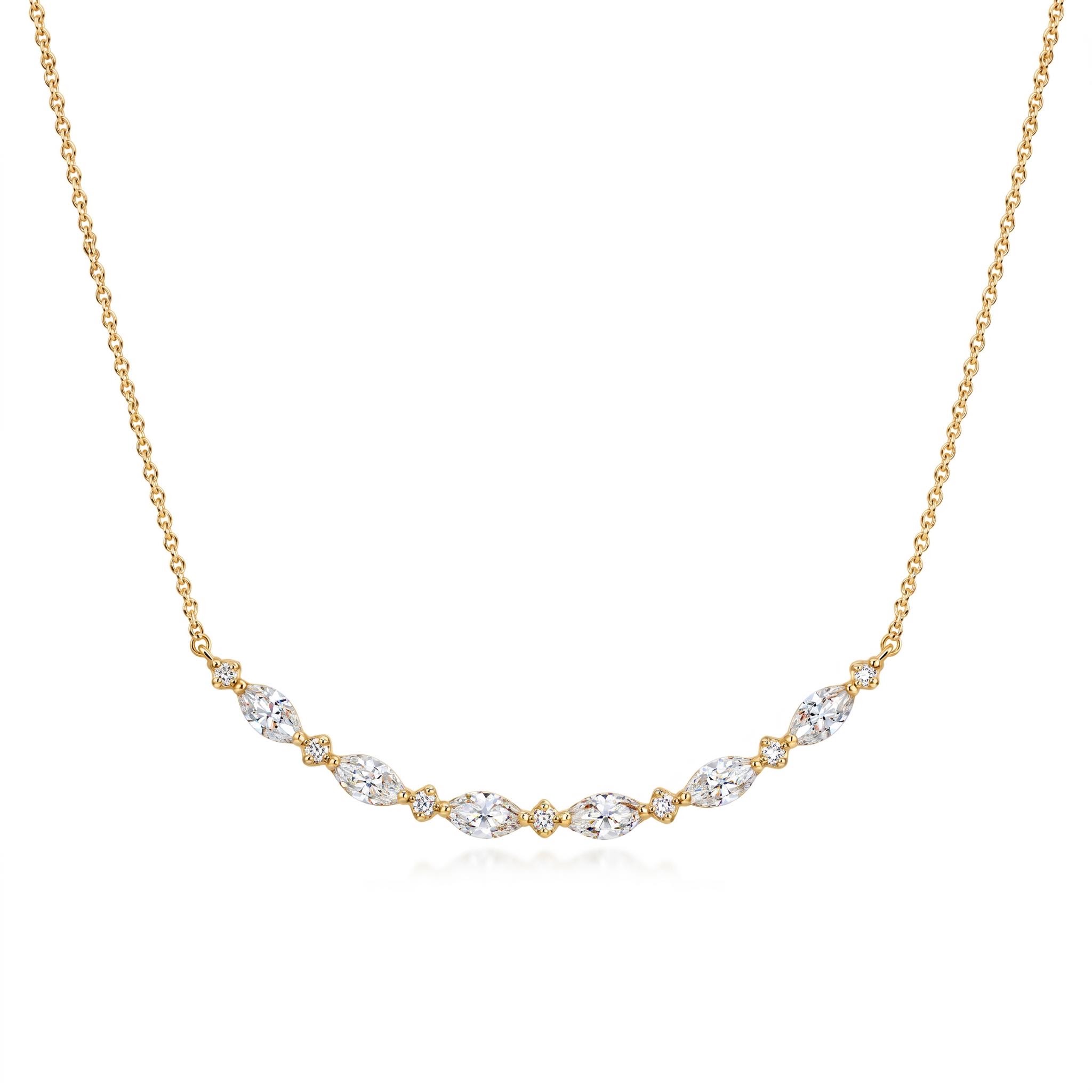 1.2 ct.tw. Smile Curved Marquise + Round Cut Necklace 1.2 ct.tw. Smile Curved Marquise + Round Cut Necklace