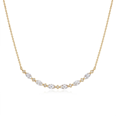 1.2 ct.tw. Smile Curved Marquise + Round Cut Necklace