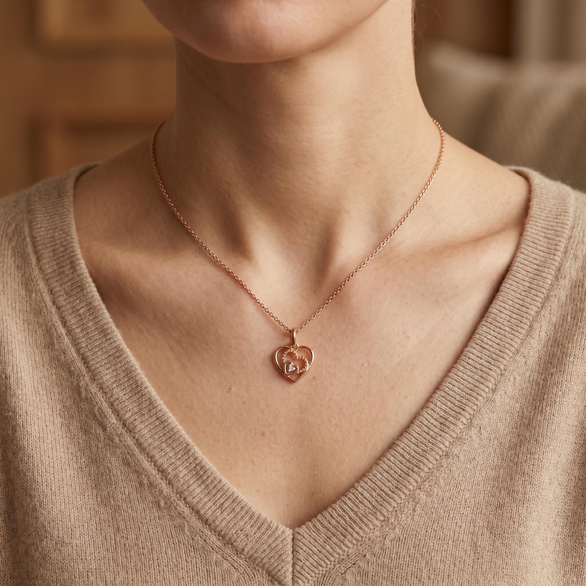 0.15 ct.tw. Nested Hearts Pendant