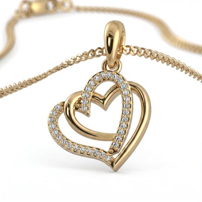 0.15 ct.tw. Interlocking Hearts Paved Pendant