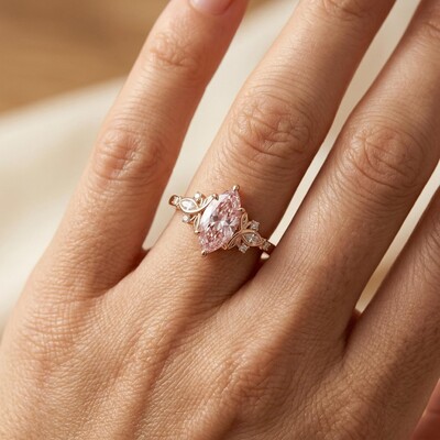 1.7ct.tw. Butterfly Pink Marquise Cut S925 Silver Engagement Ring