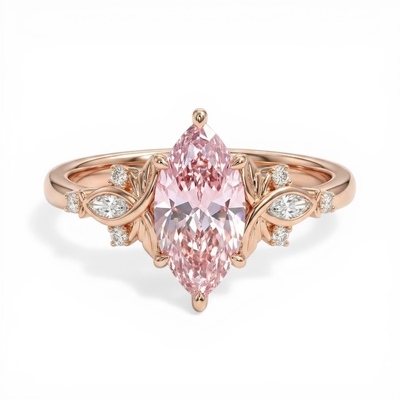 1.7ct.tw. Butterfly Pink Marquise Cut S925 Silver Engagement Ring