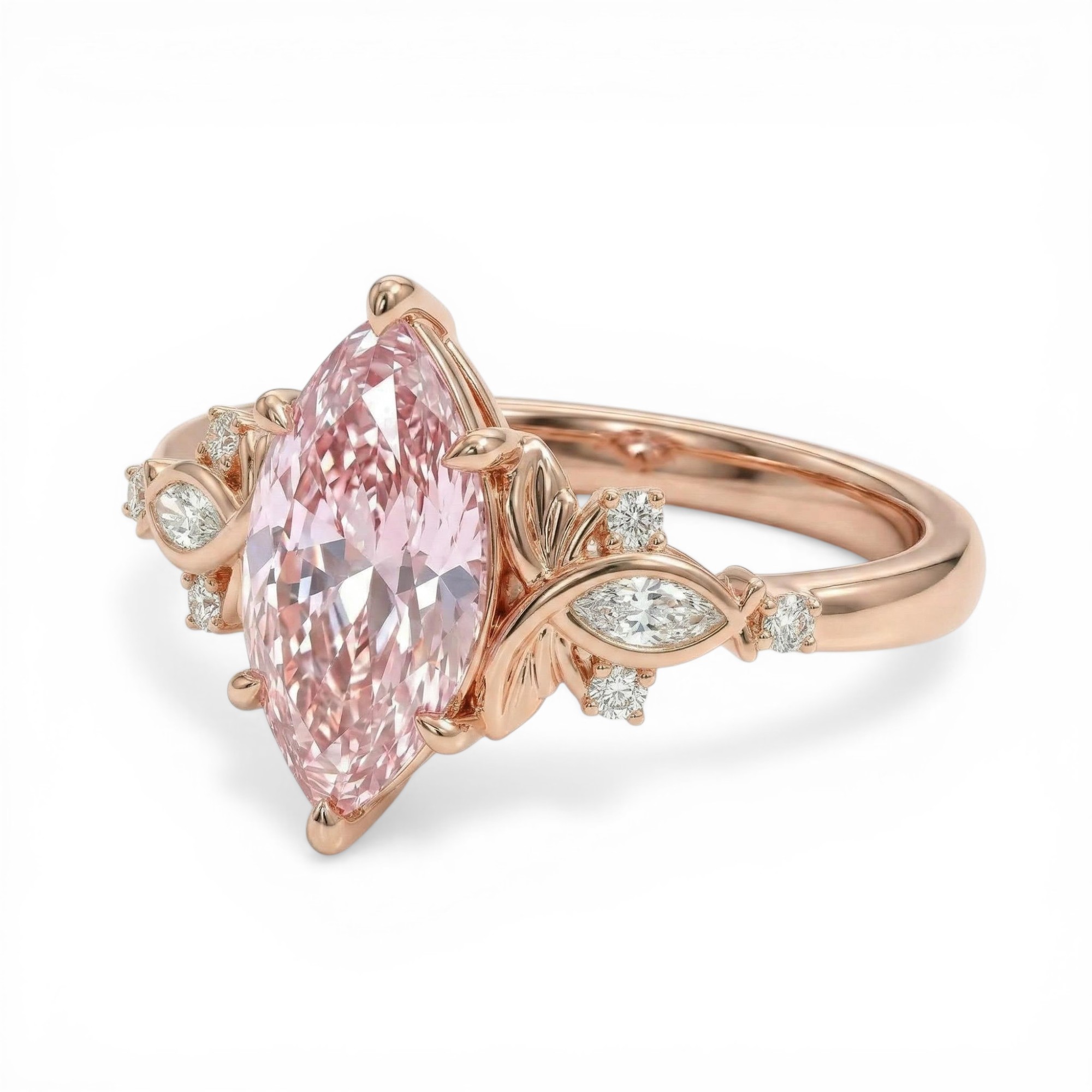 1.7ct.tw. Butterfly Pink Marquise Cut S925 Silver Engagement Ring