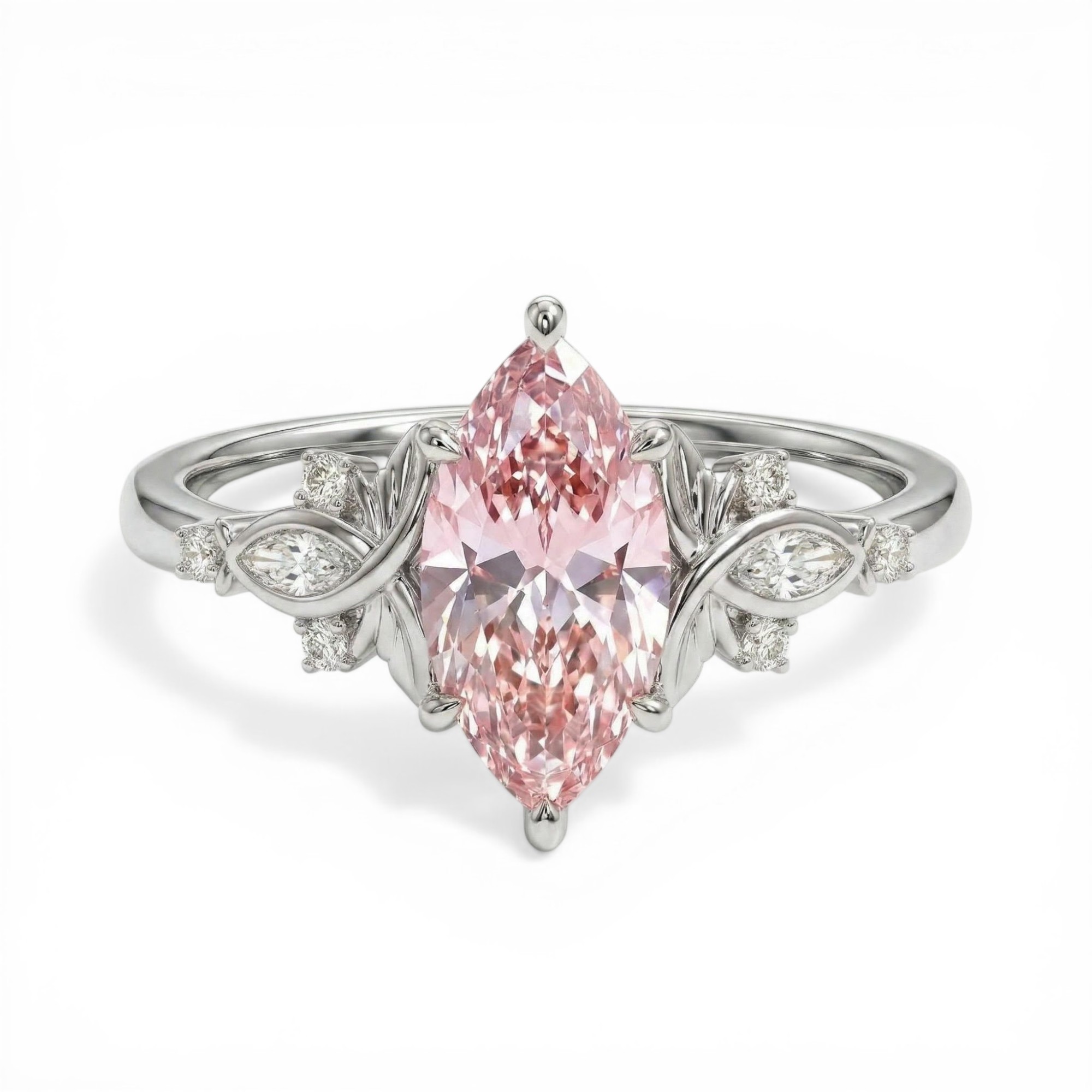 1.7ct.tw. Butterfly Pink Marquise Cut S925 Silver Engagement Ring