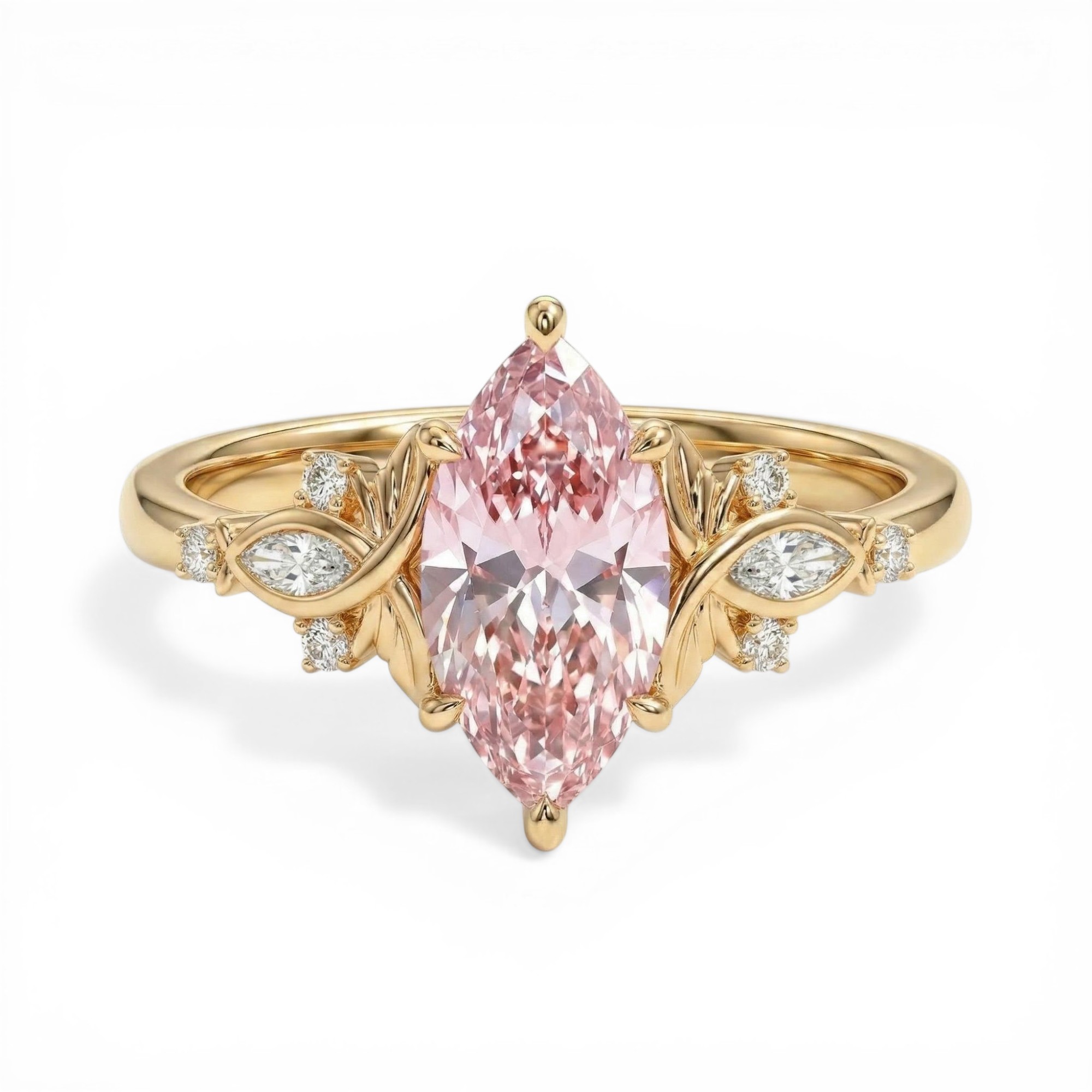 1.7ct.tw. Butterfly Pink Marquise Cut S925 Silver Engagement Ring
