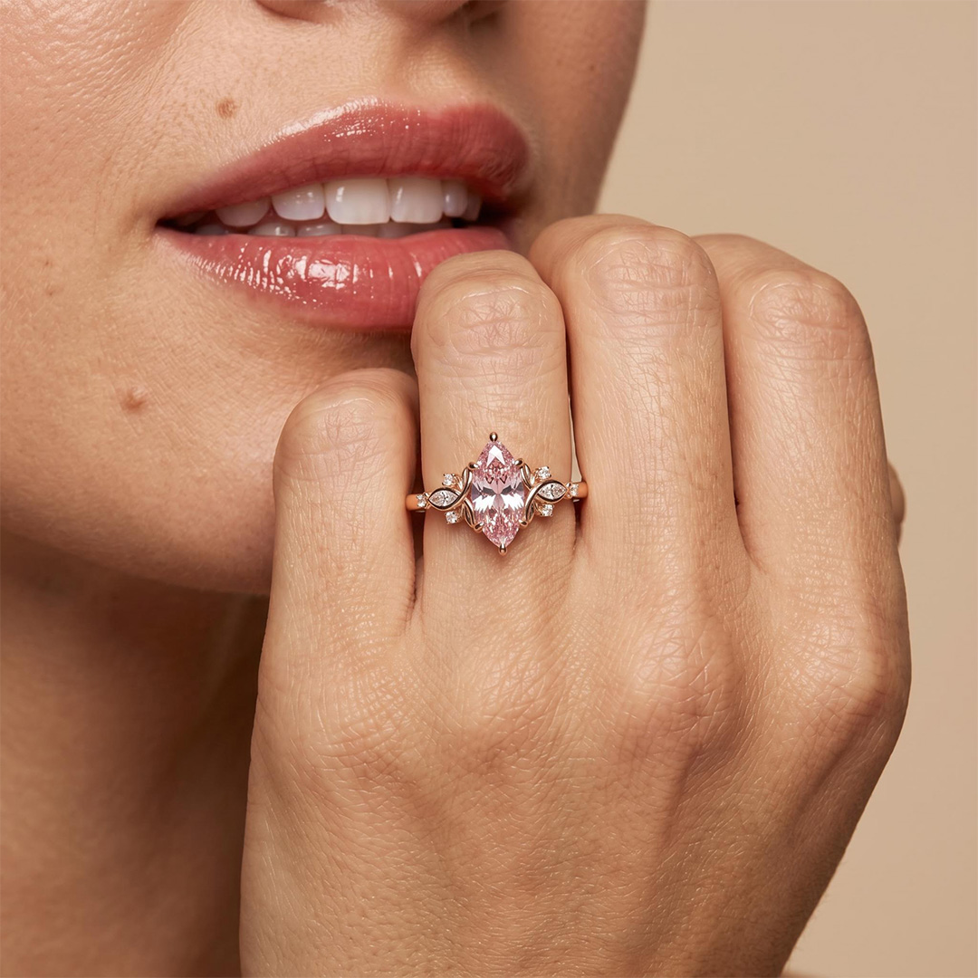 2.13ct.tw. Butterfly Pink Marquise Cut S925 Silver Engagement Ring 2.13ct.tw. Butterfly Pink Marquise Cut S925 Silver Engagement Ring