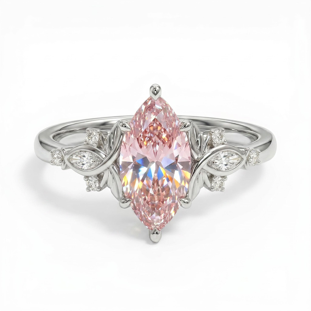 2.13ct.tw. Butterfly Pink Marquise Cut S925 Silver Engagement Ring 2.13ct.tw. Butterfly Pink Marquise Cut S925 Silver Engagement Ring