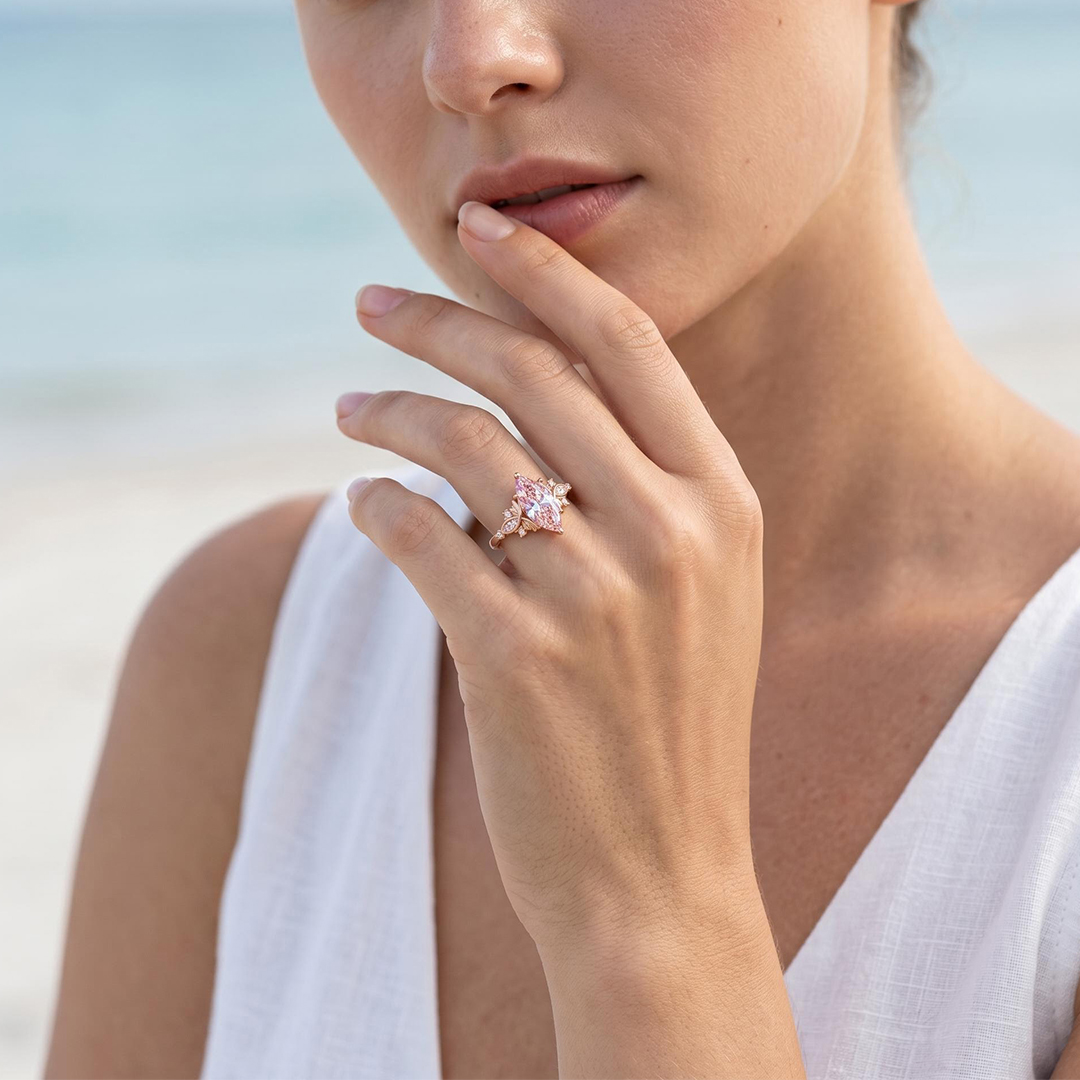 2.13ct.tw. Butterfly Pink Marquise Cut S925 Silver Engagement Ring 2.13ct.tw. Butterfly Pink Marquise Cut S925 Silver Engagement Ring