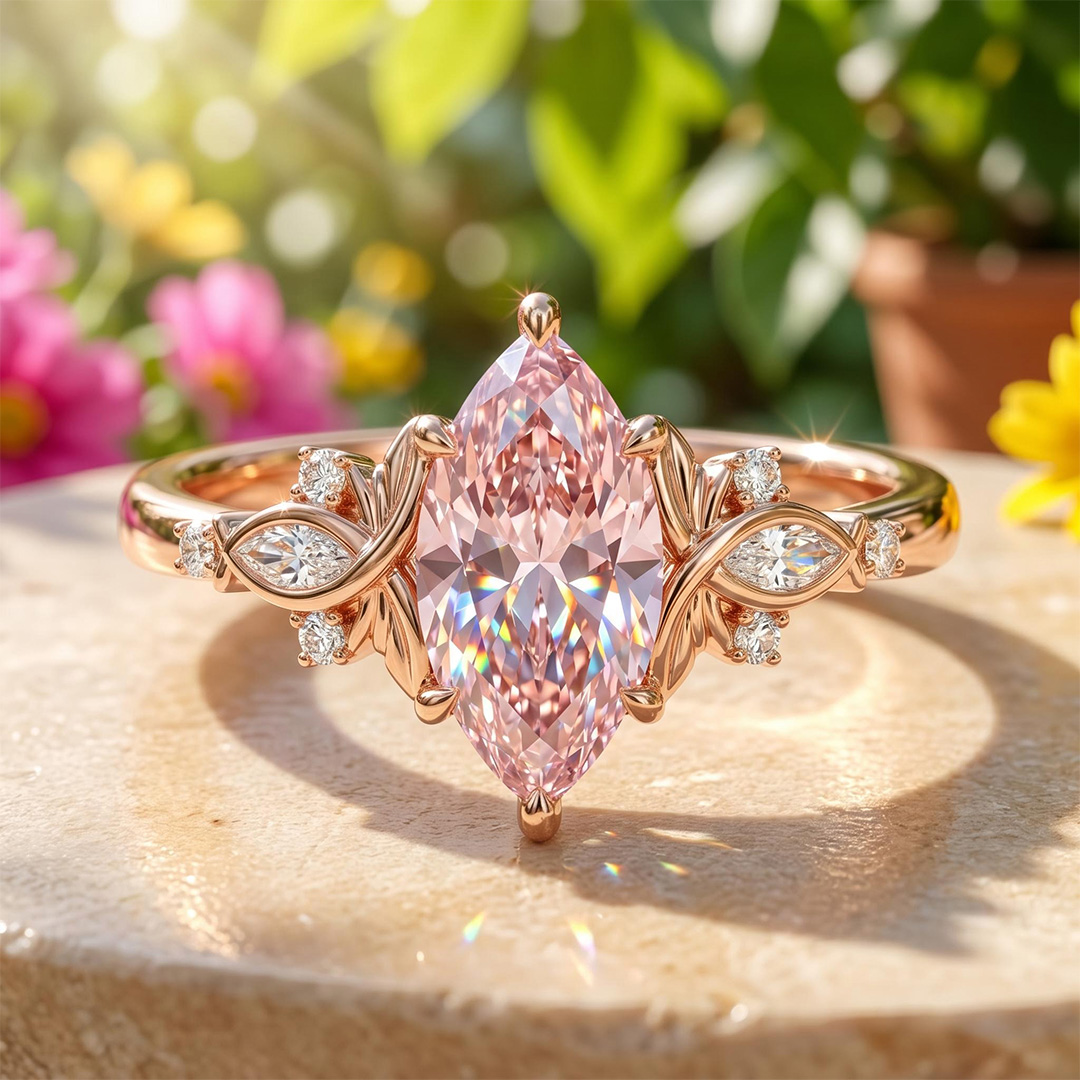 2.13ct.tw. Butterfly Pink Marquise Cut S925 Silver Engagement Ring 2.13ct.tw. Butterfly Pink Marquise Cut S925 Silver Engagement Ring