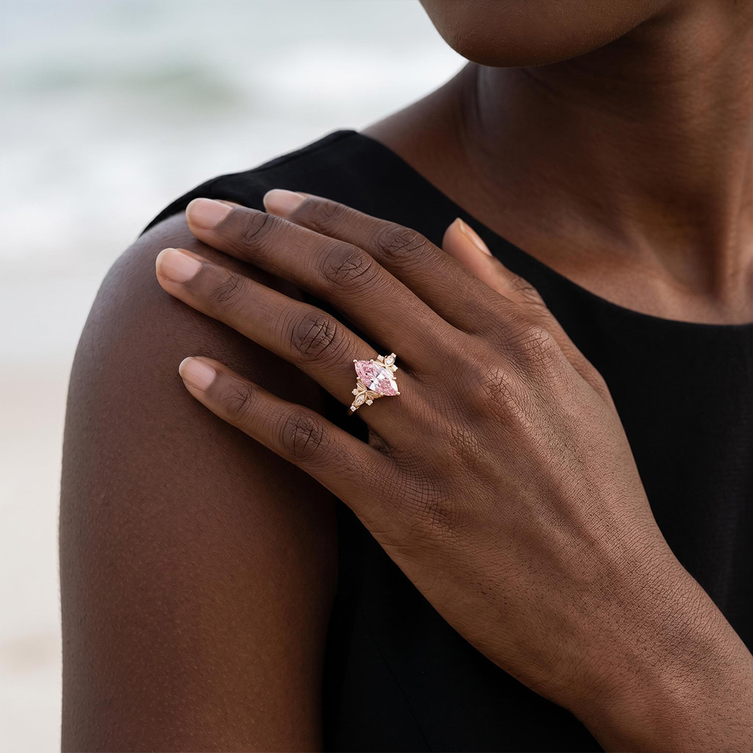 2.13ct.tw. Butterfly Pink Marquise Cut S925 Silver Engagement Ring 2.13ct.tw. Butterfly Pink Marquise Cut S925 Silver Engagement Ring
