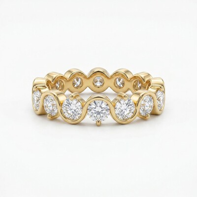 2.2 ct.tw. Curved Round Cut VVS Moissanite S925 Silver Wedding Band Ring