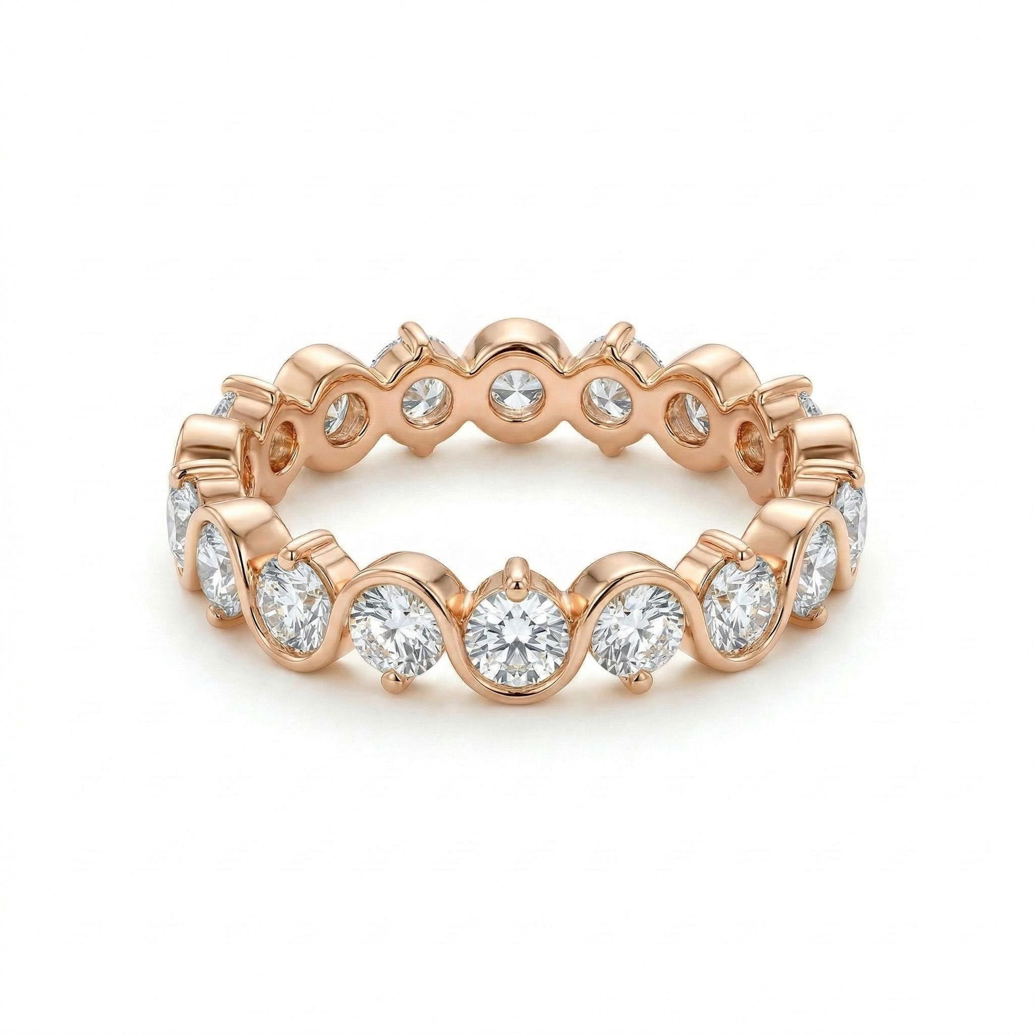 2.2 ct.tw. Curved Round Cut VVS Moissanite S925 Silver Wedding Band Ring