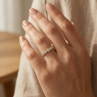 2.2 ct.tw. Curved Round Cut VVS Moissanite S925 Silver Wedding Band Ring