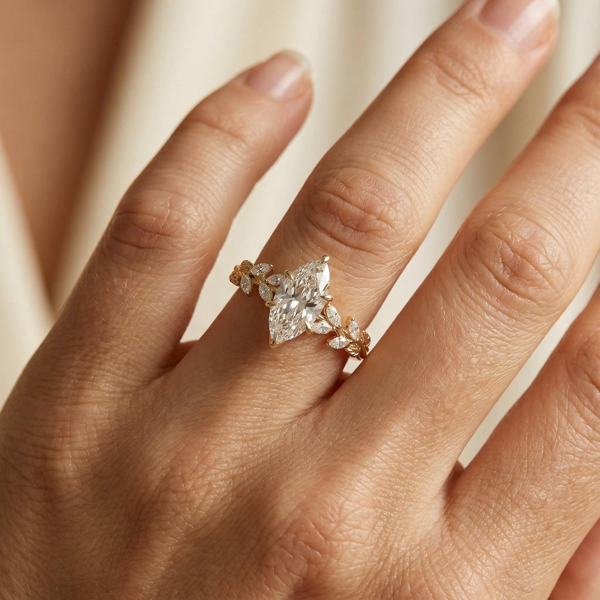 1.8 ct.tw. Fairy Flower Marquise Cut VVS Moissanite S925 Silver Engagement Ring