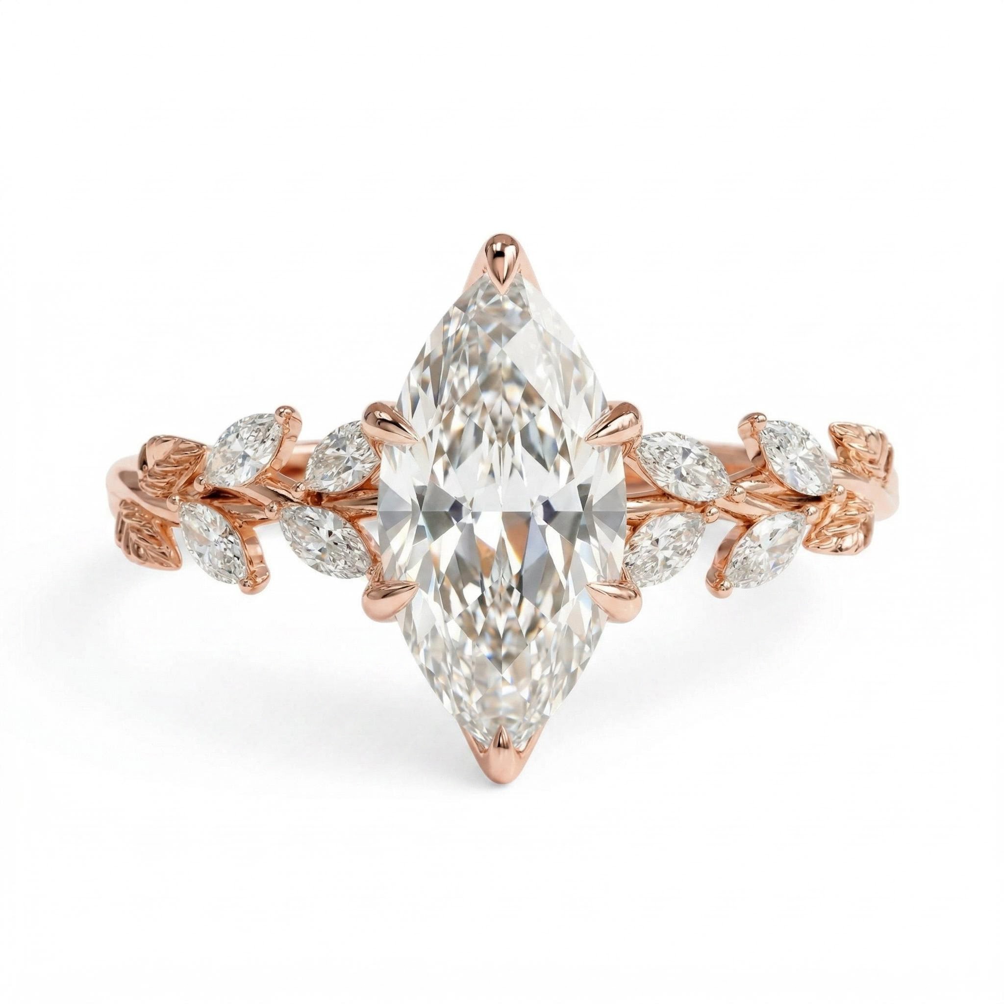 1.8 ct.tw. Fairy Flower Marquise Cut VVS Moissanite S925 Silver Engagement Ring