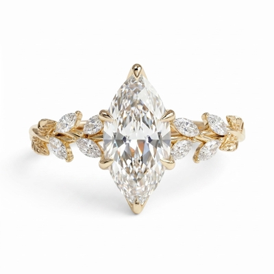 1.8 ct.tw. Fairy Flower Marquise Cut VVS Moissanite S925 Silver Engagement Ring