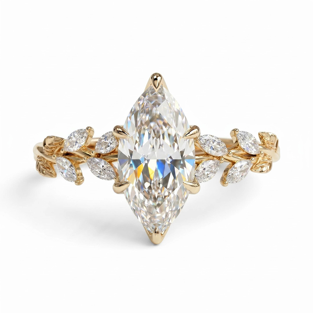 2.24 ct.tw. Fairy Flower Marquise Cut VVS Moissanite S925 Silver Engagement Ring