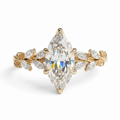 2.24 ct.tw. Fairy Flower Marquise Cut VVS Moissanite S925 Silver Engagement Ring