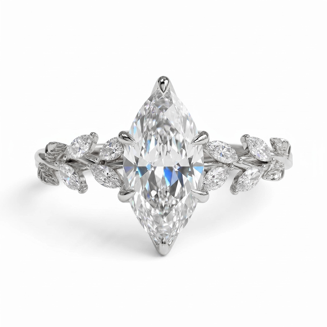 2.24 ct.tw. Fairy Flower Marquise Cut VVS Moissanite S925 Silver Engagement Ring