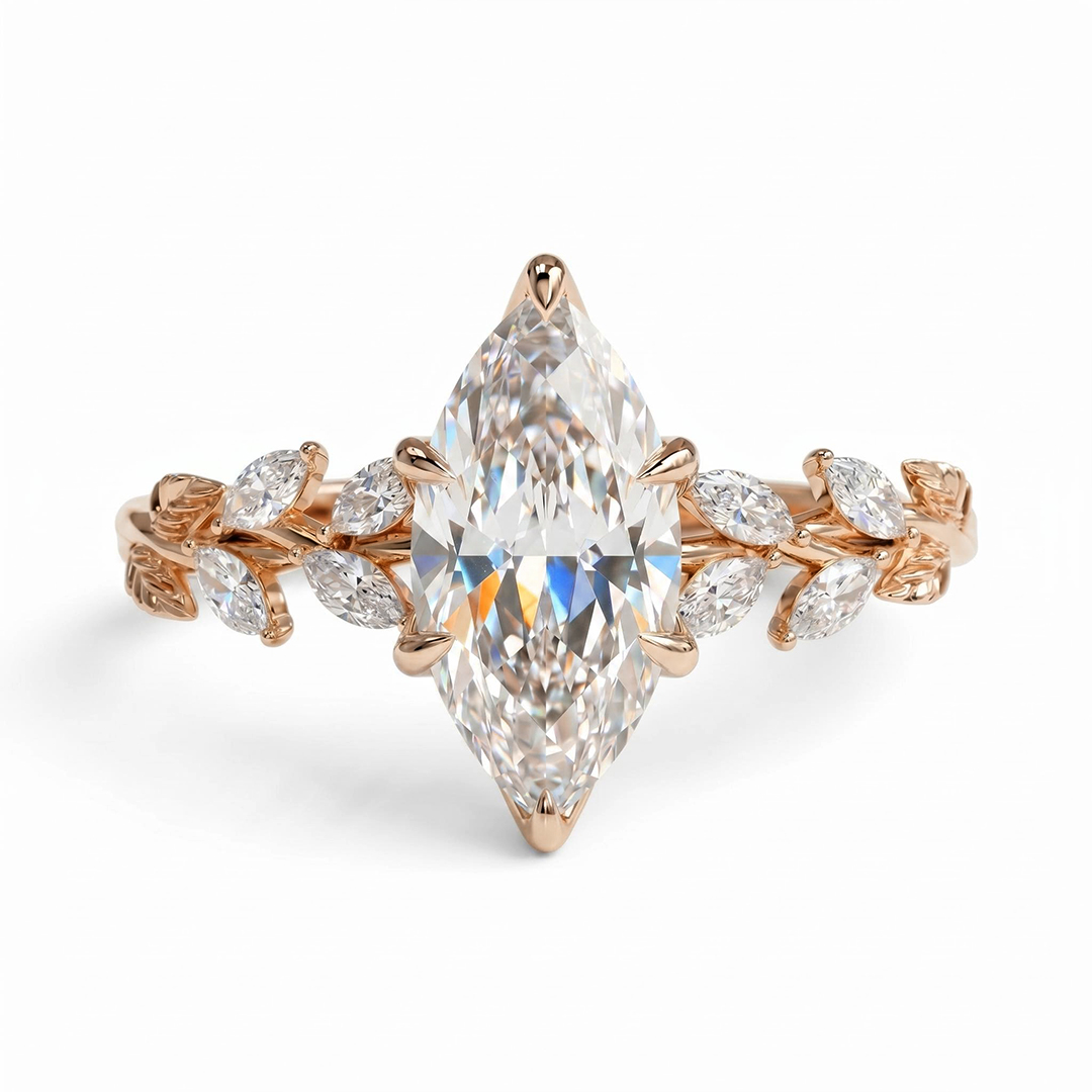 2.24 ct.tw. Fairy Flower Marquise Cut VVS Moissanite S925 Silver Engagement Ring