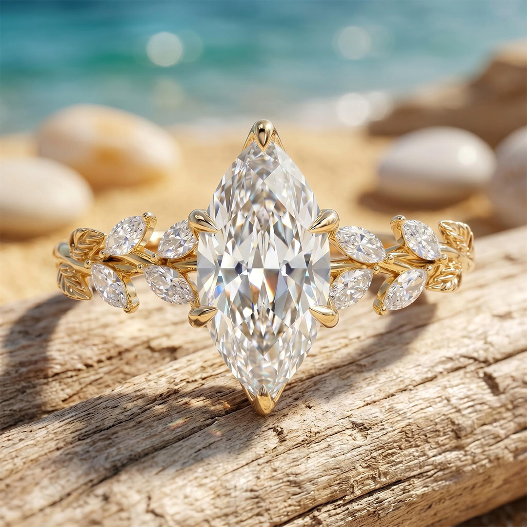 2.24 ct.tw. Fairy Flower Marquise Cut VVS Moissanite S925 Silver Engagement Ring