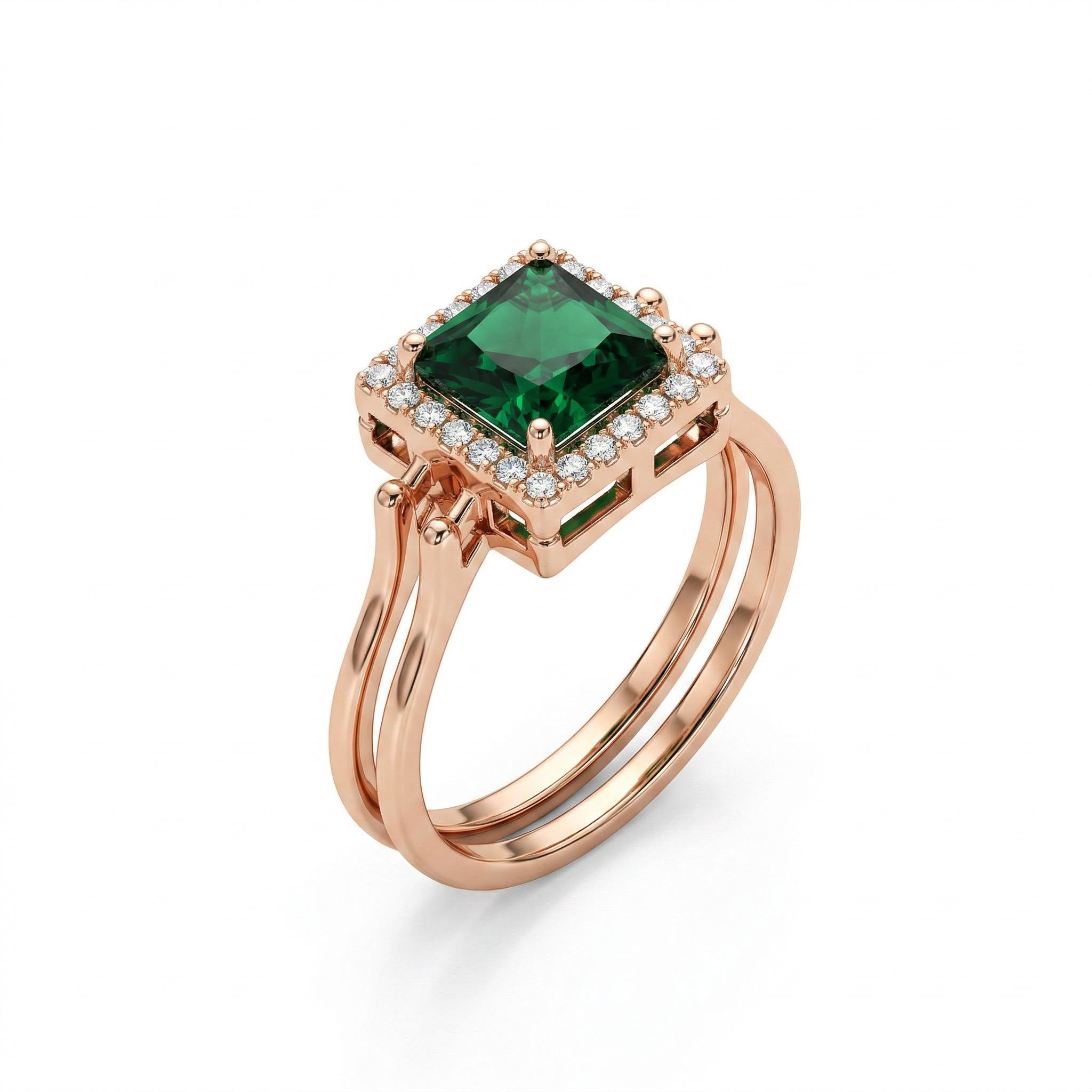 2.0 ct.tw. Reversible 2in1 Brithstone Princess Cut S925 Silver Ring