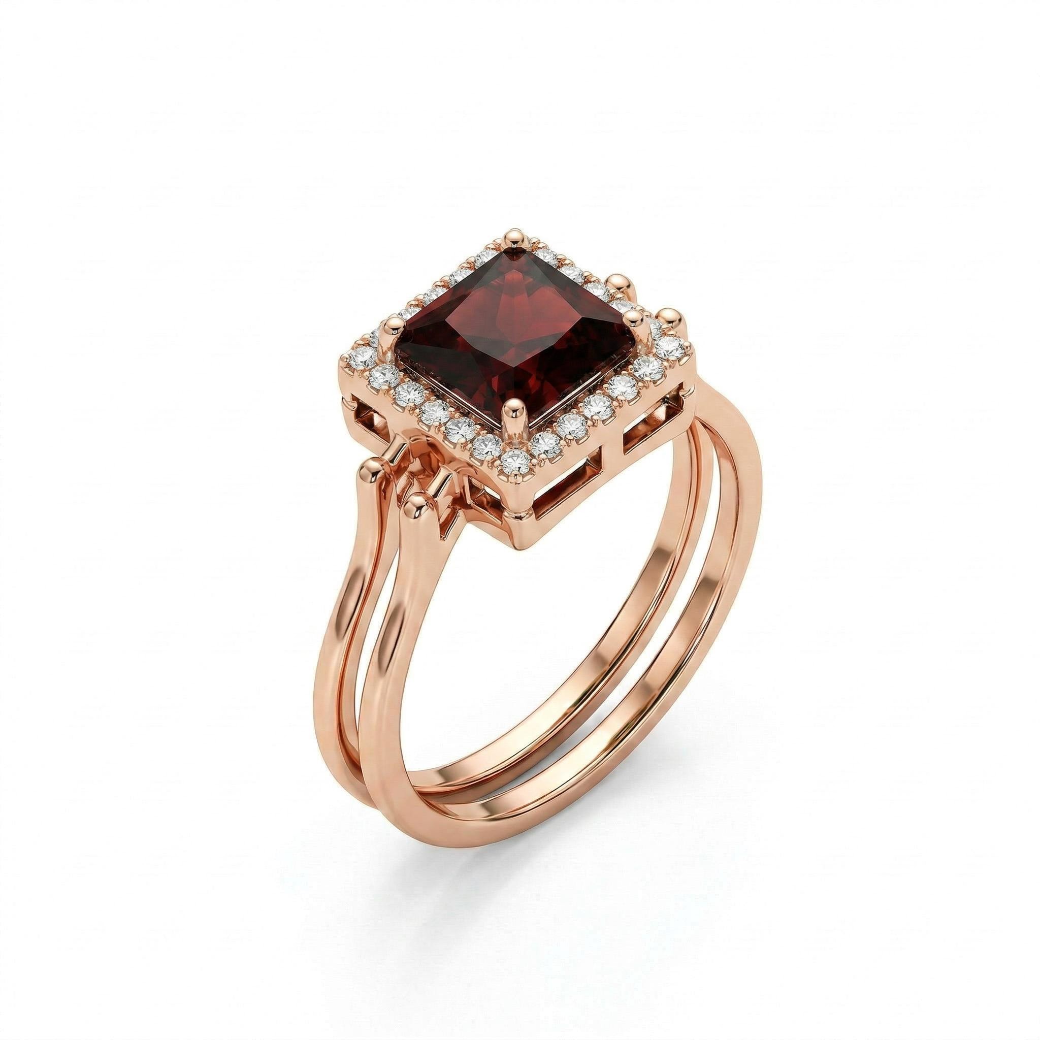 2.0 ct.tw. Reversible 2in1 Brithstone Princess Cut S925 Silver Ring