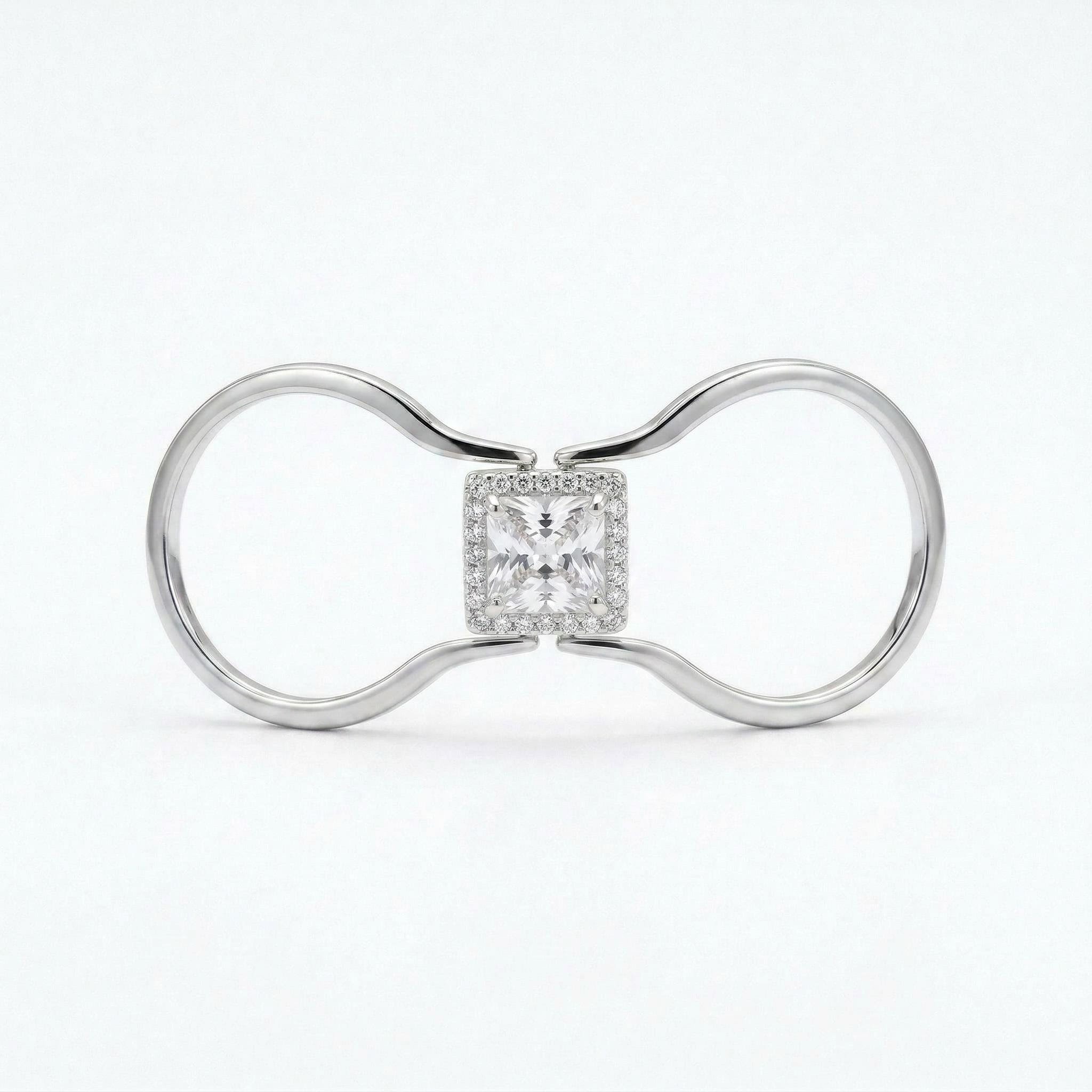 2.0 ct.tw. Reversible 2in1 Brithstone Princess Cut S925 Silver Ring