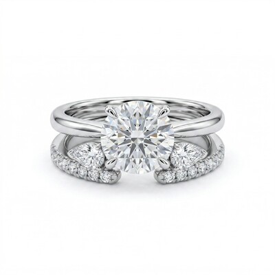1.6 ct.tw. Stackable Round Cut VVS Moissanite S925 Silver Wedding Ring Set
