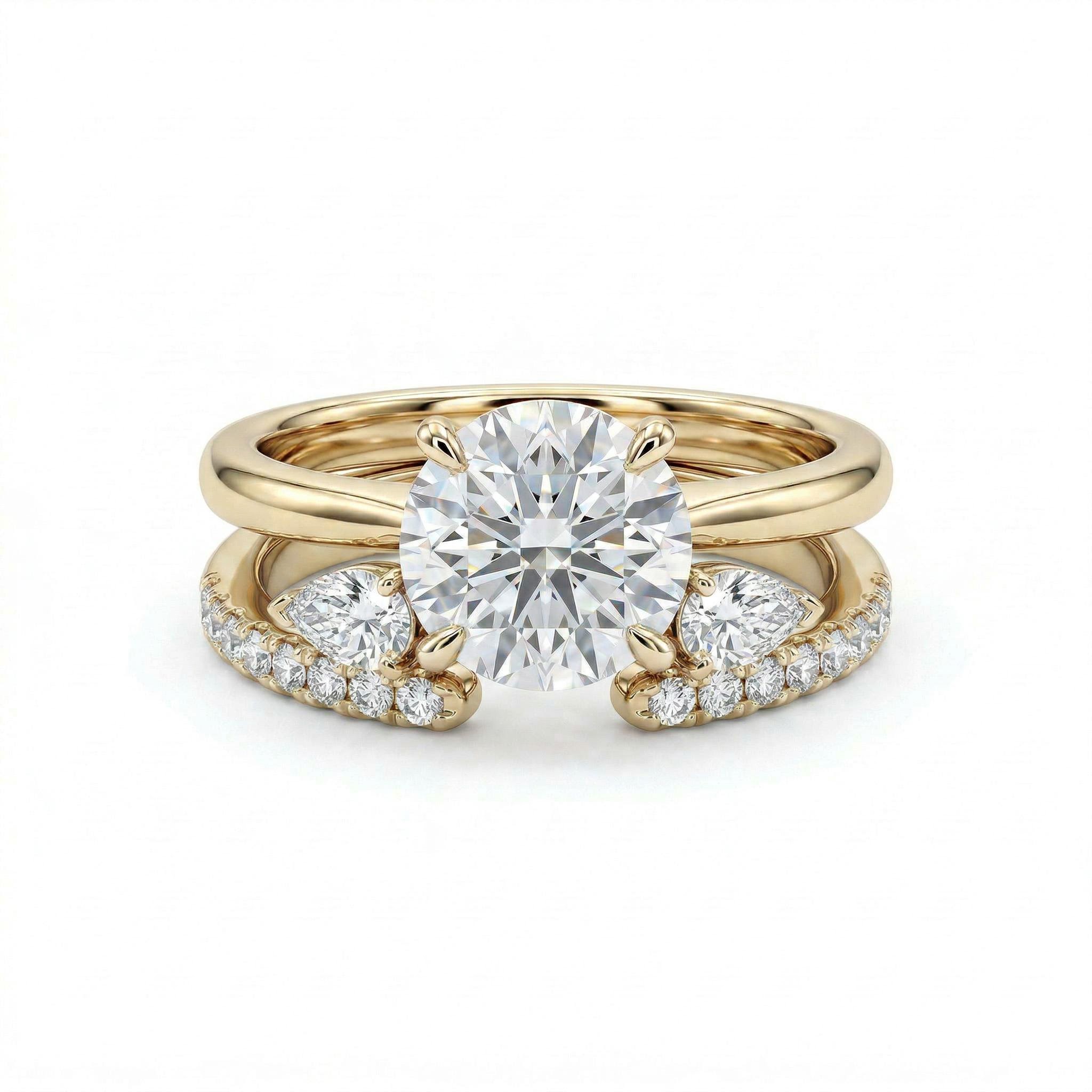 1.6 ct.tw. Stackable Round Cut VVS Moissanite S925 Silver Wedding Ring Set