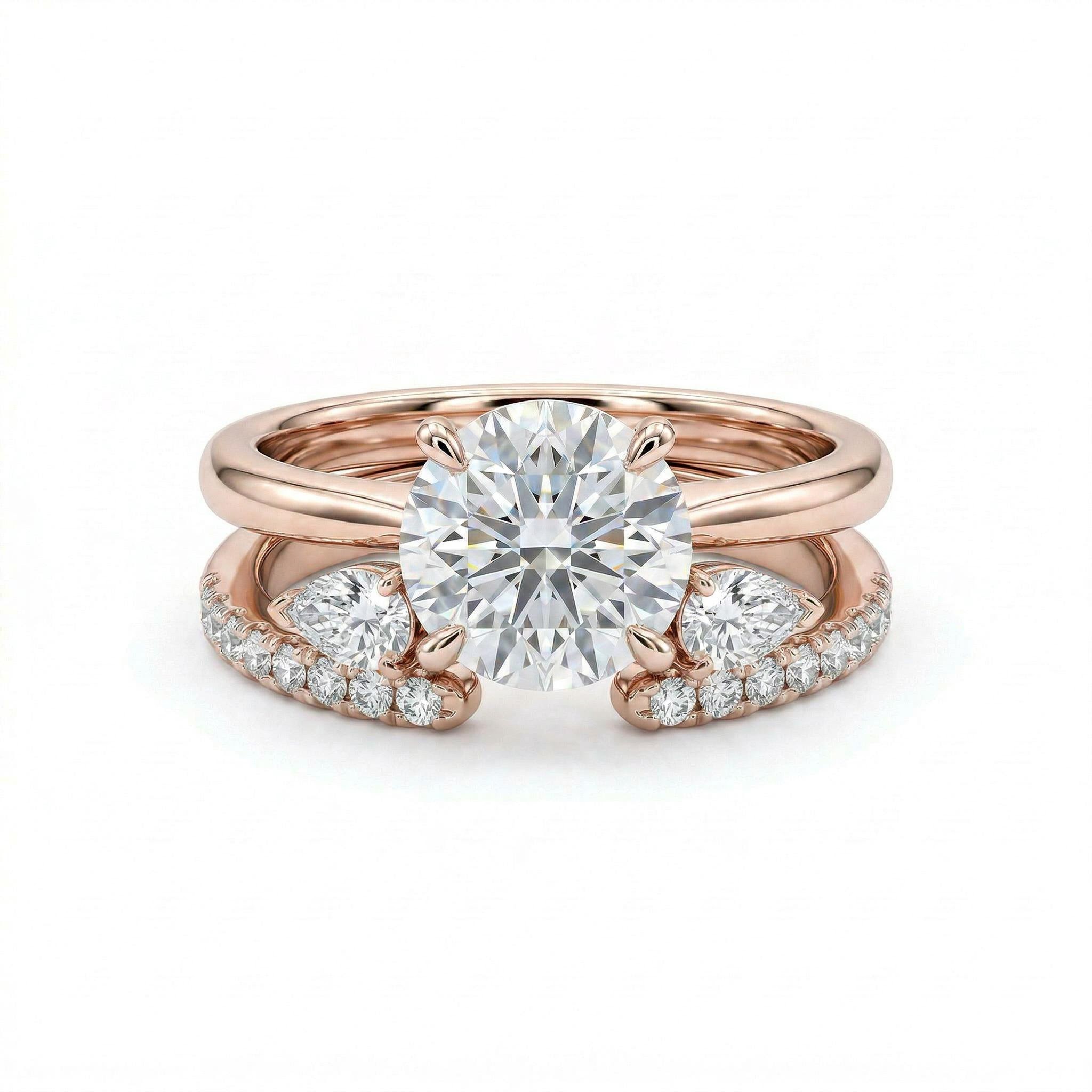 1.6 ct.tw. Stackable Round Cut VVS Moissanite S925 Silver Wedding Ring Set