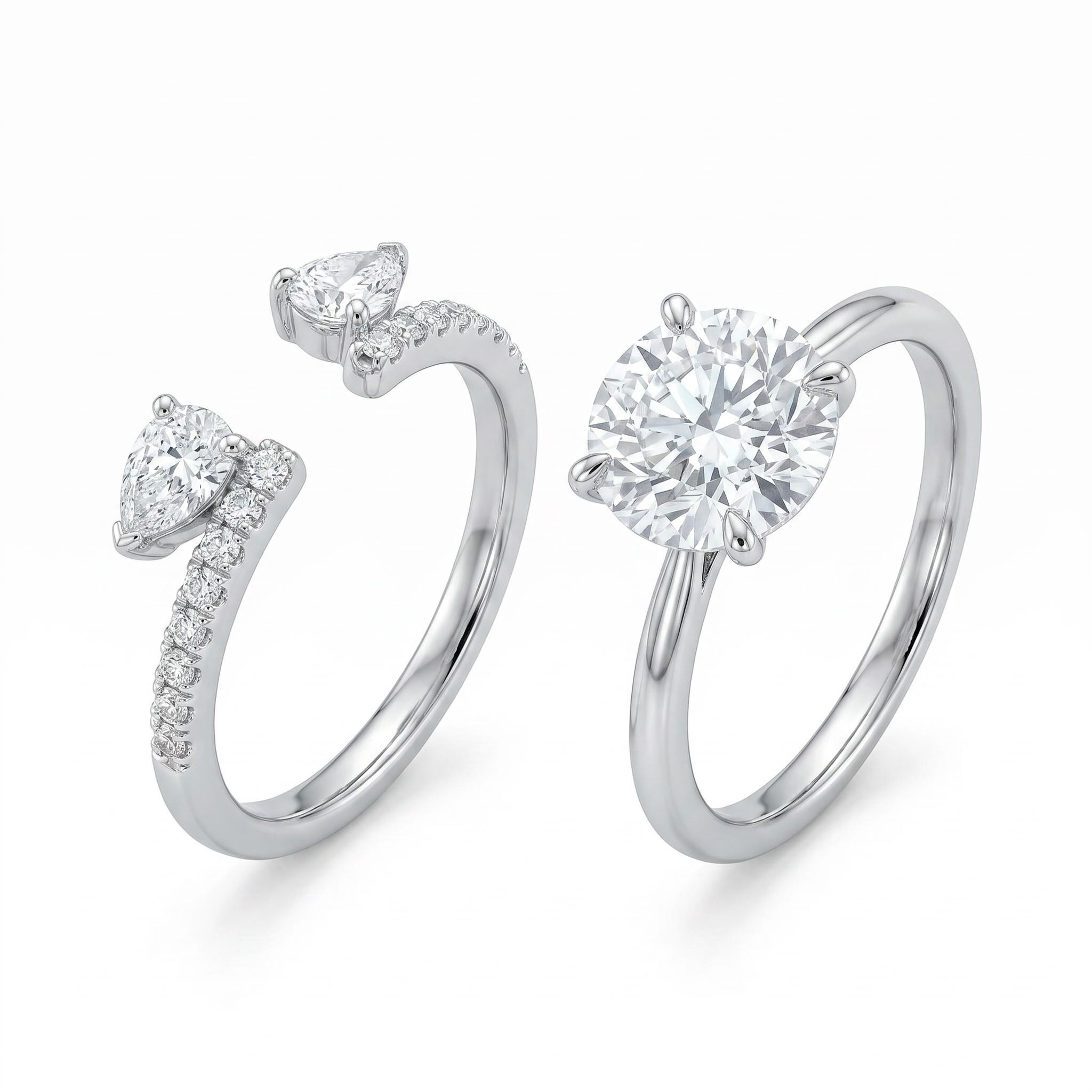 1.6 ct.tw. Stackable Round Cut VVS Moissanite S925 Silver Wedding Ring Set