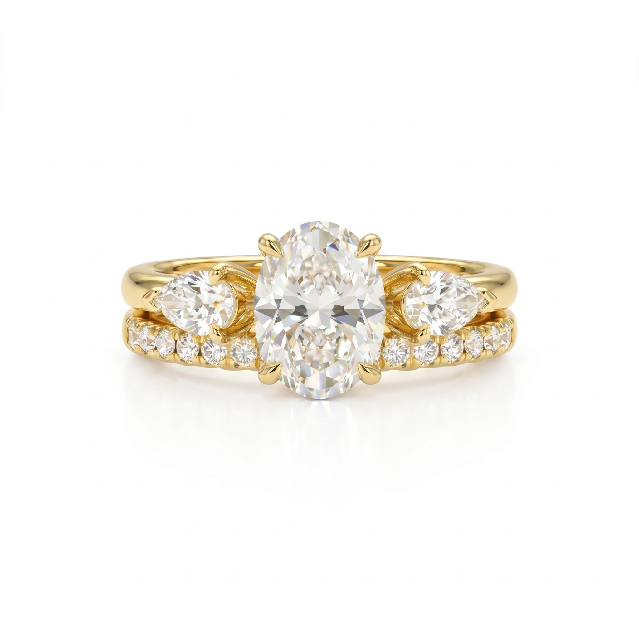 2.57 ct.tw. Stackable Oval Cut Wedding Ring Set -2Pcs 2.57 ct.tw. Stackable Oval Cut Wedding Ring Set -2Pcs