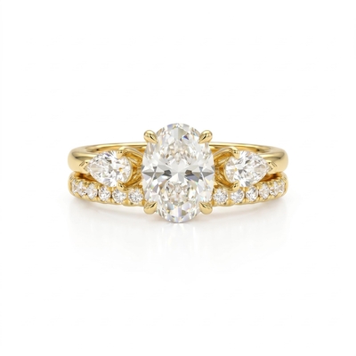 1.6 ct.tw. Stackable Oval Cut Wedding Ring Set -2Pcs