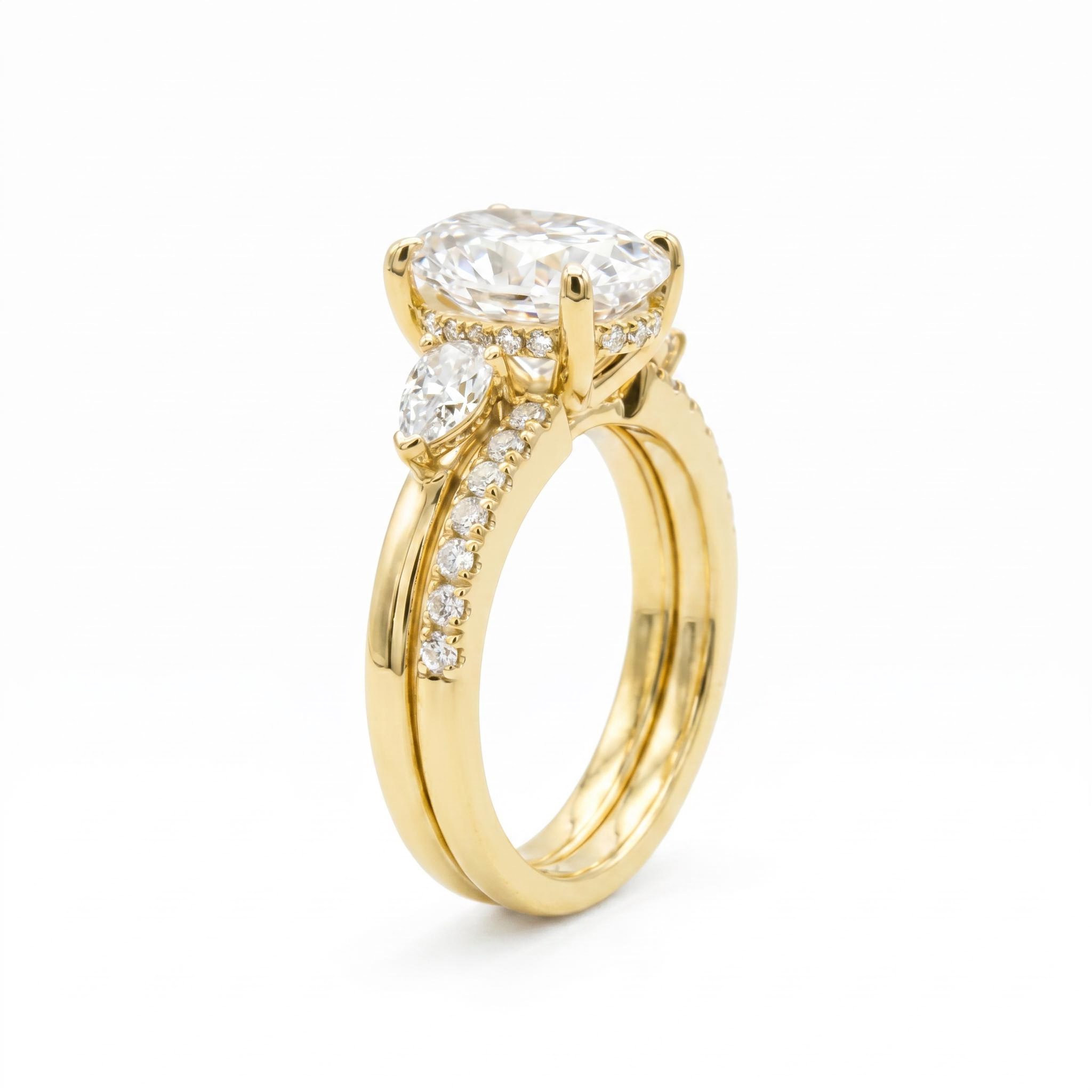 2.57 ct.tw. Stackable Oval Cut Wedding Ring Set -2Pcs 2.57 ct.tw. Stackable Oval Cut Wedding Ring Set -2Pcs
